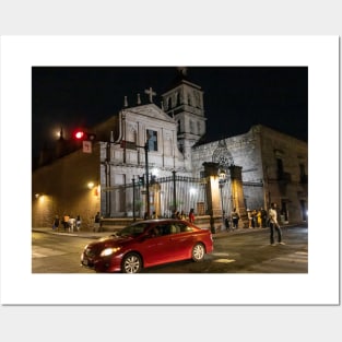 Mexico. Morelia. Church at Night. Posters and Art